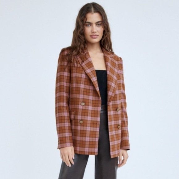 Aritzia Wilfred Margaux Tartan Plaid Blazer